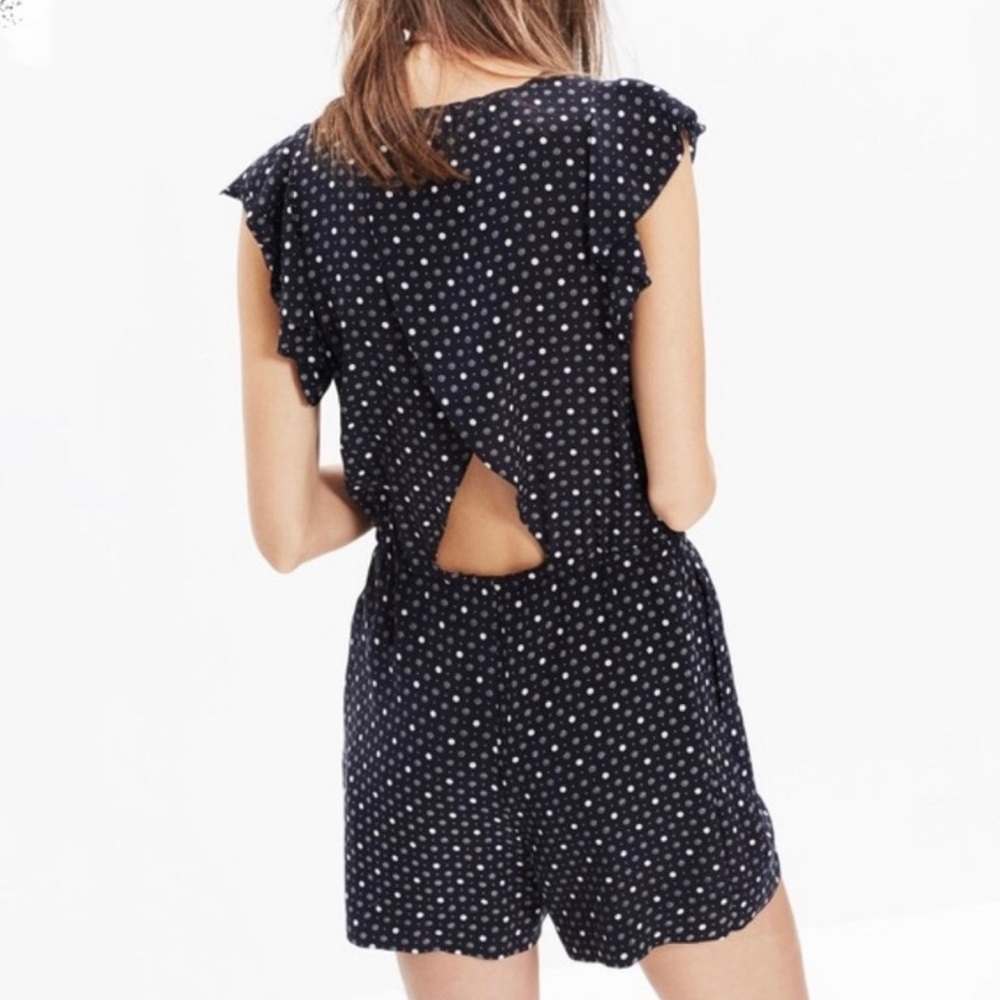 Madewell Silk Petalplay Dotmix Romper